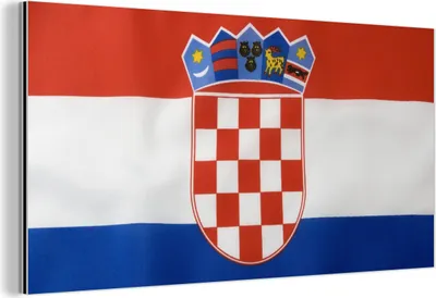 Obrázok produktu pre Nástenná dekorácia Kovový kovový obraz Wall Art 120x60cm Fotografia chorvátskej vlajky Muchowow Hliníkové obrazy