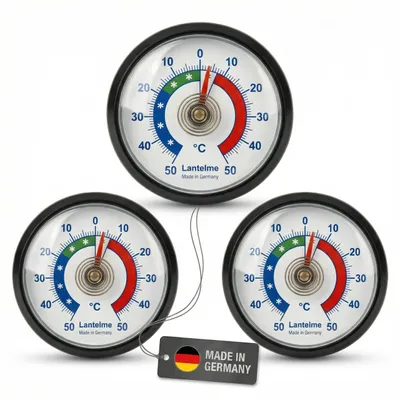 Produktbild von 3 Stück Kühlschrankthermometer Schwarz Set selbstklebend Thermometer für Gefrierschrank Eisfach Kühltheke Kühlzelle Kühlfach Kühlschrank zum ankleben
