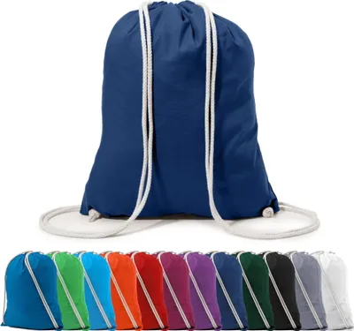 Produktbild von Rucksack Schuhbeutel Turnbeutel Sportbeutel Zuziehbeutel Gym Sack Baumwolle, in Farbe: Dunkelblau