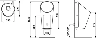 Produktbild von LAUFEN H8431974004011 wasserloses Urinal LEMA 420x350x730