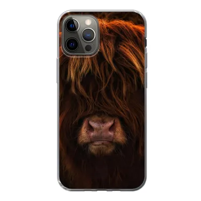Produktbild von MuchoWow® Handyhülle Schutzhülle Hülle für iPhone 13 Pro Schottischer Highlander - Kuh - Schwarz - Porträt Silikon Softcase Handy Hülle - Handy-Tasche