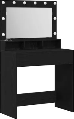 Image de vidaXL Coiffeuse avec étagère, aspect chêne noir, 75,5 x 41 x 135 cm