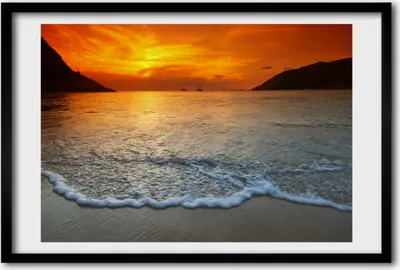 Produktbild von Bild 60x40 MDF-Rahmen, Wandkunst Sonnenuntergang Meer