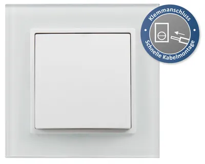 Produktbild von Schalter und Steckdosen Set McPower Flair "Lichtschalter Style Profi", 2-teilig, weiß, Glasrahmen, Klemmanschluss