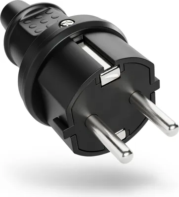 Produktbild von ABSINA Schutzkontakt Stecker mit Knickschutz - Gummi Schutzkontaktstecker für Außenbereich, 2-polig, 250V, 16A, 3,7kW & IP44