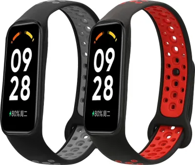 Produktbild von kwmobile 2x Sportarmband kompatibel mit Xiaomi Smart Band 8 Active Armband - Fitnesstracker Band Set aus TPU Silikon