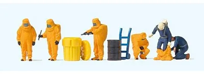 Produktbild von Preiser Feuerwehrmänner.Oranger Vollschutzanzug 10732