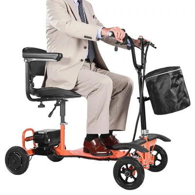 Productafbeelding van VEVOR elektrische vierwieler, opvouwbaar, draagvermogen 120 kg, seniorenvoertuig, mobiliteitsscooter, elektrische rolstoel met 48V lithiumbatterij, massieve banden en een hellingsvermogen van 8°, actieradius van 12,5 km