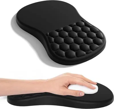 Immagine prodotto di Tappetino ergonomico per mouse con poggiapolsi in memory foam per alleviare la sindrome del tunnel carpale - Poggiapolsi BulCarp