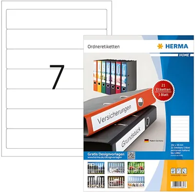 Produktbild von HERMA Ordneretiketten A4 192x38 mm weiß Papier matt blickdicht 21 St.