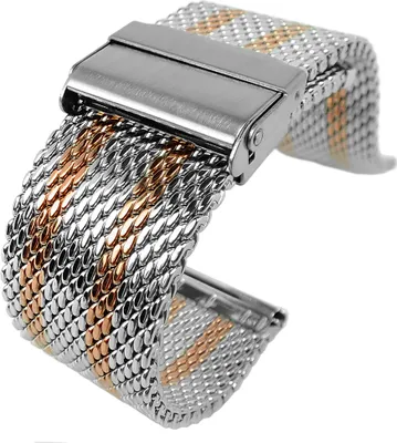 Produktbild von Minott Uhrenarmband | Milanaise Edelstahl | orangene Streifen 32428, Anstoß:24 mm