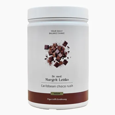 Produktbild von Dr. Lettko Daily Balance Shake - Caribbean Choco Rush | Für Menschen mit einem gesunden Lifestyle | Für Frauen und Männer | 750g Inhalt