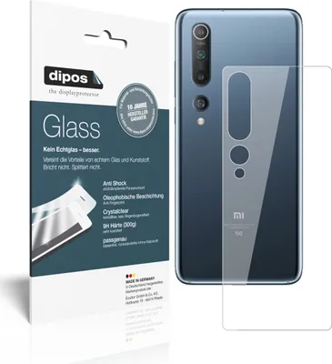 Produktbild von 1x Schutzfolie für Xiaomi Mi 10 Pro Rückseite - Anti-Shock 9H Folie dipos Glass Kunststoffglas