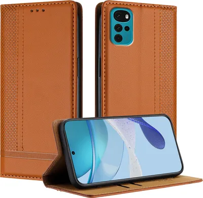 Produktbild von Handyhülle für Motorola Moto G22 Leder Flip Klappbare Schutzhülle mit Standfunktion Braun