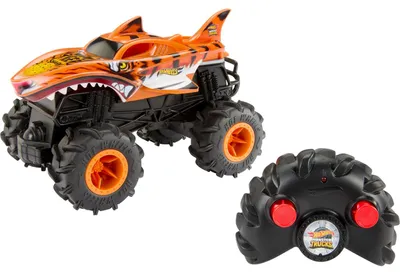 Produktbild von Hot Wheels Monster Trucks RC HW Tigerhai RC im Maßstab 1:24, ferngesteuerter Spielzeugtruck, Monstertruck, 4 Jahr(e), AAA, Kunststoff, Schwarz, Orange