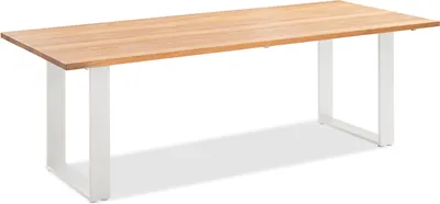 Produktbild von Gartentisch Noha 160x95 Tischplatte Teak geölt Profilkufe Aluminium Ivory