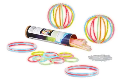 Produktbild von 400 x Knicklichter inkl. 3D-Verbinder, 8 h Leuchtdauer, Glow Stick, Leuchtstäbe Profiqualität, 7-Farb-Mix