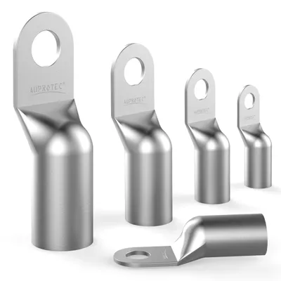 Productafbeelding van AUPROTEC, 6 stuks, klemmen voor buiskabels, 50 mm², gatdiameter M8, geïsoleerde SC-kabelverbinder, koper, verzinkt