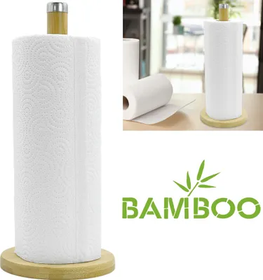 Produktbild von Bambus Küchenrollenhalter Papier Rollenhalter Ständer Küchenrolle Küchentuch