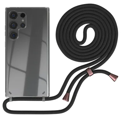 Produktbild von EAZY CASE Handykette kompatibel mit Samsung Galaxy S24 Ultra, Handyhülle mit Umhängeband, Handykordel, Schutzhülle Clear, Band in Schwarz