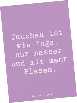 Produktbild von Mr. & Mrs. Panda Postkarte Spruch Tauchen Yoga - Lavendeltraum - Geschenk, Sportler, Grußkarte, Korallenriffe, Unterwasserwelt, Fotokarte, Teamsport, Ansichtskarten