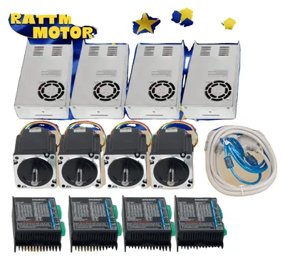 Produktbild von CNC Steuerungskit, 4 Achsen, Nema34 Schrittmotor, 400W 48V Netzteil, DC 18-160V Treiber, 34HS9801 Motor