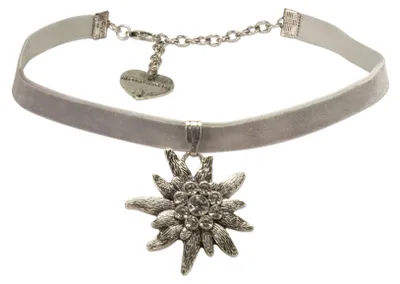 Produktbild von Alpenflüstern Trachten-Samt-Kropfband Strass-Edelweiß groß - Trachtenkette engan
