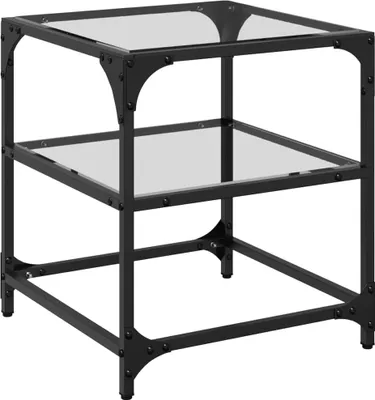 Produktbild von vidaXL Couchtisch mit Glasplatte Transparent 40x40x45 cm Stahl