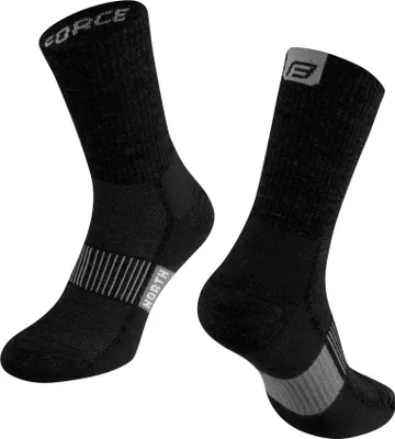Produktbild von FORCE Merino Socken NORTH Thermo, S-M/36-41 Schwarz / Grau