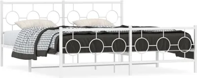 Productafbeelding van Maison Exclusive - Bedframe met hoofdeinde en voeteneinde, metaal, wit, 183x213 cm