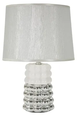 Obrázok produktu pre Čipkovaná biela a strieborná keramická stolná lampa, Ø 23 × 33 cm