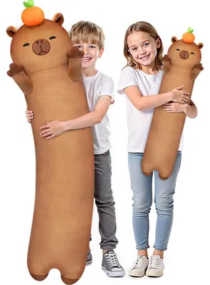 Productafbeelding van Pluche capibara knuffelkussen, 50 cm. Superzacht, gevuld pluchen dier, speelgoed, cadeau
