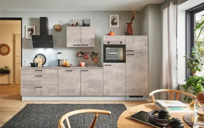 Produktbild von PICCANTE Plus Küchenzeile ohne Geräte Casual 310 cm beton perlgrau matt vormontiert Variante rechts 4067368010153