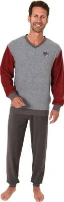 Produktbild von Lässiger Herren Frottee Schlafanzug langarm Pyjama mit Bündchen  - 291 101 13 575 ; rot , 48