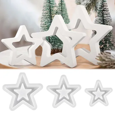 Produktbild von 3-Sterne-Silikonformen für Weihnachten, Kerzenhalterformen, Bastelarbeiten