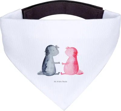 Produktbild von Mr. & Mrs. Panda Tuch Axolotl Liebe - Weiß - Geschenk, Hunde Halstuch, Valentinstag, Bandana für, Hundebandana, Lurch, Hundehalstuch, Schwanzlurch