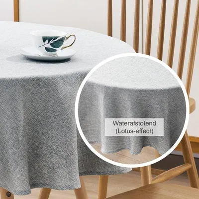Productafbeelding van Tafelkleed 200 cm - Waterafstotend linnenlook - Vlekbescherming - Ideaal voor buitengebruik