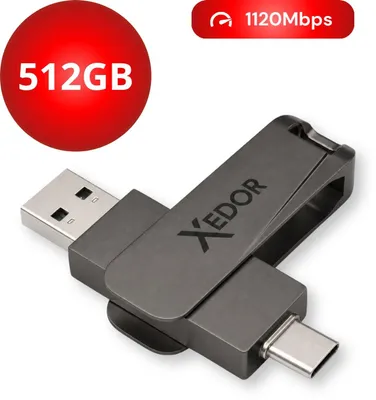 Produktbild von Xedor Base - USB-Stick - 512 GB - 1120 Mbit/s - USB-C und USB-A - iPhone und Android - Dunkelgrau