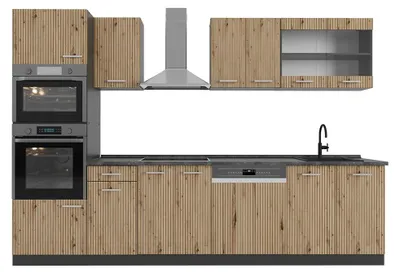 Produktbild von Küchenzeile Vicco R-Line Artisan-Eiche 300 cm mit Hochschrank, ohne Arbeitsplatte, Model 48946