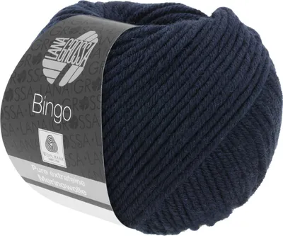 Produktbild von Lana Grossa BINGO 50 g extrafeine Wolle 80 m Farbe 008 - Nachtblau