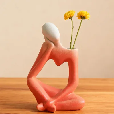 Productafbeelding van Omgoods - Moderne Keramische Vaas voor Pampasgras en Bloemen, 19cm Rood