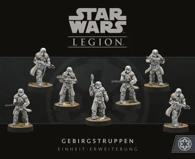 A group of miniature figures of Star Wars characters, likely from a tabletop game, displayed against a black background with the Star Wars Legion logo and product title.
