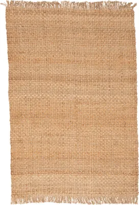 Produktbild von Naturfaser Teppich Handgefertigt Jute, Größe:120x170 cm, Design:Beige mit Fransen
