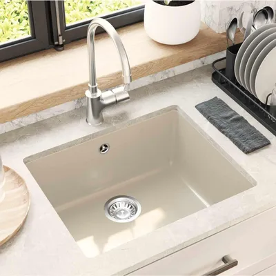 Produktbild von vidaXL Waschbecken 80% Quarz und 20% Harz 530 x 460 mm Beige