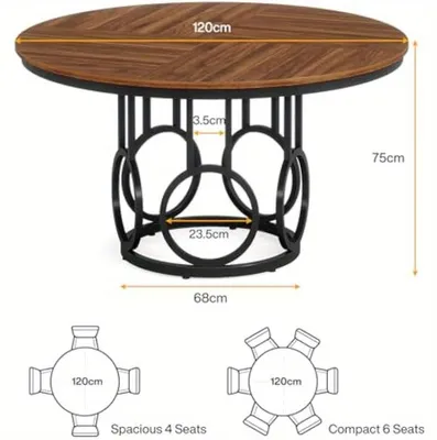 Produktbild von Esstisch - Runder Tisch - Küchentisch - Speisetisch - Wohnzimmertisch - Durchmesser: 120 cm