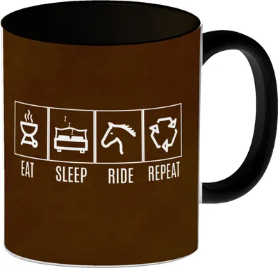 Produktbild von Eat, sleep, RIDE, repeat Kaffeebecher Schwarz Auf der Suche nach einem