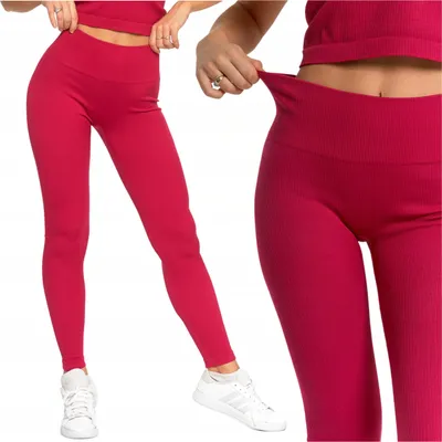 Produktbild von Damen Leggings Sportlich Hohe Taille Blickdicht Gerippt Bequem MORAJ S/M