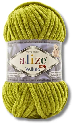 Productafbeelding van Alize 1x 100g Velluto, dikke wol, effen kleur, chenille, geschikt voor haken en breien (pistachegroen | 11)