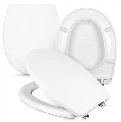 Produktbild von WC Sitz - Toilettensitz - für Cersanit Delfi - Weiß - 45 Cm X 36 Cm - Antibakteriell - Duroplast - Softclose -  - Toilettendeckel