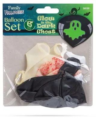 Immagine prodotto di 6 palloncini a tema Halloween, fluorescenti